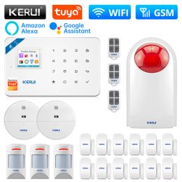Kits KERUI Central Unit W181 Alarm Panel WIFI GSM Security Alarm System Kit Tuya Smart APP Control Pet Immunized Motion Sensor
