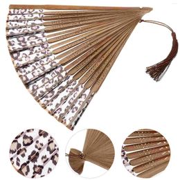 Decorative Figurines Chinese Style Leopard Print Fan Folding Classical Dance Craft Women's Fans Wooden Hand For Weddings