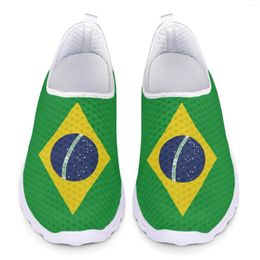 Casual Shoes Team Brazil Flag Pattern Summer Ladies Slip On Flats Loafers Women Woman Air Mesh Sneakers 2024