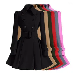 Bedding Sets S-XXL Fashion Classic Winter Thick Coat Europe Belt Buckle Trench Coats Double Breasted Outerwear Casual Ladies Dress