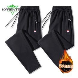 Pants Karentea Running Pants Man Fleece Warm Winter Joggers Sweatpants Male Golf Trousers Sports Outdoor Men Fishing Breathable Pant