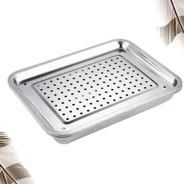 Teaware Sets Stainless Steel Tea Cup Tray Household Plate Japanese Style Hollow Holder For Home Teahouse (32x25cm)