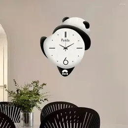 Wall Clocks Lovely Panda Watch Home Bedroom Cartoon Clock Children's And Room Living Non Quiet Perforated Q0Q2