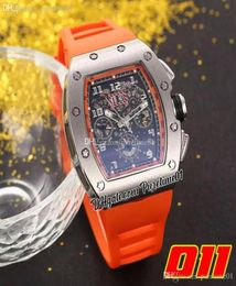 2022 A21J Automatic Mens Watch Steel Case Skeleton Dial Big Date Orange Rubber Strap 7 Styles Sports Watches Wristwatches Puretime9800942