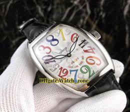 New Crazy Hours 8880 CH COL DRM Color Dreams Automatic White Dial Mens Watch Silver Case Leather Strap Gents Wristwatches300T6409831
