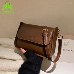 Shoulder Bags 2024 Solid Colour Luxury Retro Women Crossbody Fashion Flip High Capacity Messenger Bag Winter Trend PU Leather Ladies