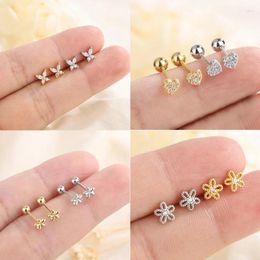 Stud Earrings 925 Silver Needles Minimal For Women Crystal Zircon Small Huggie Thin Cartilage Earring Girls Piercing Jewellery