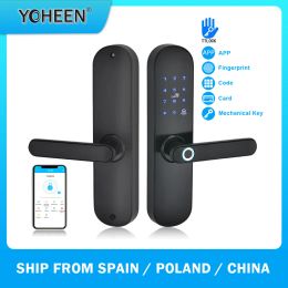 Lock YOHEEN Fingerprint Lock Smart Card Digital Code Electronic Door Lock Bluetooth TTLock App Security Mortise Lock