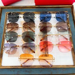 2024 fashion Men's Luxury Designer Women's Sunglasses types of Personalised rimless tinted net red women