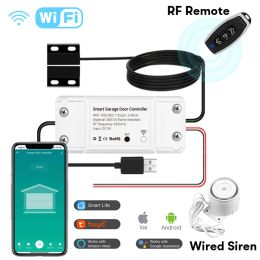 Control Tuya WiFi Smart Garage Door Opener Controller Siren Horn Alarm RF 433 Remote APP Control Works with Alexa Google Home Siri