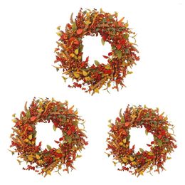 Decorative Flowers Fall Wreath Autumn With Leaves Harvest Berries For Wall Farmhouse Thanksgiving Halloween Decoration