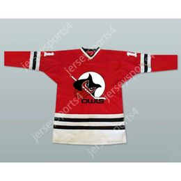 Gdsir Custom COLUMBUS OWLS IHL HOCKEY JERSEY RED NEW Top Ed S-M-L-XL-XXL-3XL-4XL-5XL-6XL