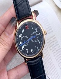 Men039s watch five needle gold code simple generous business leisure top quartz movement 47mm dial leather watchband3490300