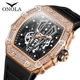 20 Onola/orona Full Diamond Fashion Kwai Live Men's Tape Waterproof Quartz Watch Men 96