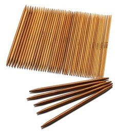 55pcs 11 Sizes Carbonised Bamboo Double Pointed Knitting Needles Hat Sweater Scarf Crochet Hook9976335