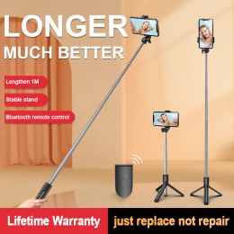 Monopods Ultra Portable Tripod Phone Bluetooth Selfie Stick with Remote Control Foldable Retractable for Huawei Iphone and Android