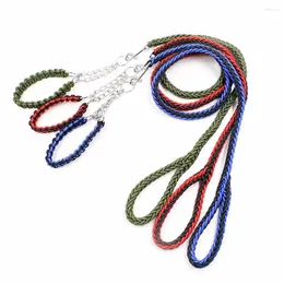 Dog Collars Braided Nylon Collar Leash Set 120cm Long Outdoor Large Rope For Training Walking Size S M L Pet