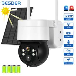 Cameras 1080P WiFi Solar Camera Outdoor Night Vision PTZ IP Camera With Solar Panel Recharge Battery 2MP CCTV Video Surveillance Cameras