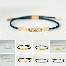 Link Bracelets UNFCK Yourself Handmade Bracelet For Women Gold Plated Fashionable Braided Lucky Couple Adjustable Jewellery