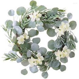 Decorative Flowers JFBL 17 Inch Eucalyptus Greenery Wreath Spring Door Farmhouse Garland Plastic For Front Wedding Wall