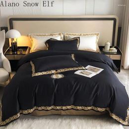 Bedding Sets 2024 Cotton Beauty Home Bedroom Set Cover Flat Sheet Bed For Adult Edredom King Gift Black Embroid