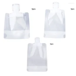 Storage Bottles E1YE 5Pcs Refillable Empty Squeeze Stand Up Bag For Lotion Shampoo Shower Gel