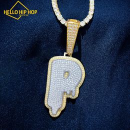 Hello hip-hop Double Layer Drip Letter Pendant For Men Women Gold Silver Colour Hip Hop Necklace Chain Rock Jewellery Gift Single A-Z