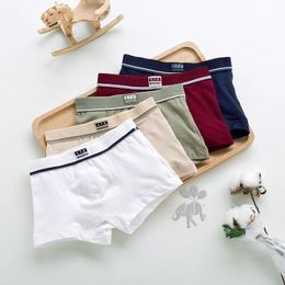 Bambini di alta qualità Solidi Solt Boxer Shorts Mutandine biancheria intima per bambini per 2-20 anni adolescente 5pcs/3pc/lotto studente 240329