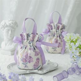 Gift Wrap 2024 Retro Flower Handheld Candy Bags Wedding Gifts Packing Portable Drawstring Storage Wholesale