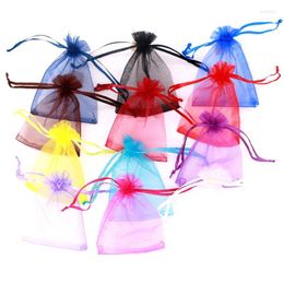 Gift Wrap 100pcs Jewellery Organza Bag For White Drawstring Pouches Wedding Christmas Candy Bags Packing Tulle