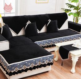 ship black red fleece velvet sofa cover furniture slipcovers sectional couch covers for living room fundas de sofa SP48795155740