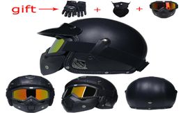 Latest VOSS Retro Motorcycle Helmet capacetesPU Leather Open Face 34 Chopper Bicycle Helmet DOT jet1607579