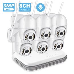 System 3MP HD Audio PTZ WiFi IP Camera 8CH Mini NVR Wireless CCTV Security Kit Infrared Night Vision Video Surveillance Camera System