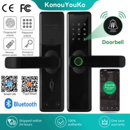 Lock Tuya Smart Home Electronic Biometric Fingerprint Locks Security Protection Smart Door Lock Doorbell Password IC Card Key Unlock