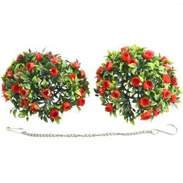 Decorative Flowers 1pc Landscaping Grass Ball For Home Birthday Wedding Stage Coffee Shop 20/25cm UV Stable Hanging Garden Basket Plant