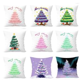 Pillow 18inch Cute Christmas Cover Xmas Tree Pattern Sofa Throw Case 2024 Year Party Home Decoration
