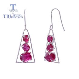 Earrings 2022 new 18.55 natural Ruby Rough hook earring handmade Jewellery 925 sterling silver fine Jewellery unique for women nice gift