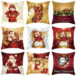 Pillow Merry Christmas Cover Ornaments Pillowcase Decorative Navidad Snowman Santa 2024 Xmas Cases