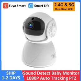 Cameras Tuya Smart 1080p 5ghz Dual Band Wifi Auto Tracking Sound Detection Security Cctv Video Baby Monitor Indoor Wireless Ip Camera