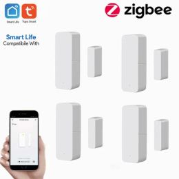 Detector Tuya Zigbee Smart WiFi Door Sensor Door Open / Closed Detectors Compatible With Alexa Google Home Smart Life APP Zigbee Hub