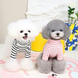 Dog Apparel Puppy Hoodie Winter Autumn Warm Sweater Pet Fashion Stripe Desinger Clothes Small Cartoon Pullover Schnauzer Poodle Maltese