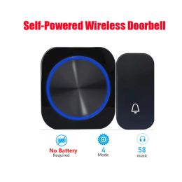 Doorbell Free shipping self powered EU Plug No Need Battery Led Wireless Doorbell Waterproof Kinetic Electronic Door Bell