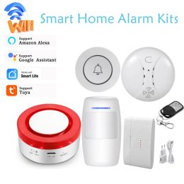 Kits Smart Home Alarm System Tuya Linkage Devices Sound and Light Siren Wireless 433Mhz Host Wifi Gateway Fire Safety Antitheft