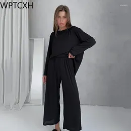 Women's Sleepwear 2024 Autumn Winter Round Neck Long Sleeve Pajamas Trousers Two Piece Loungewear Knitted Wear Women Home