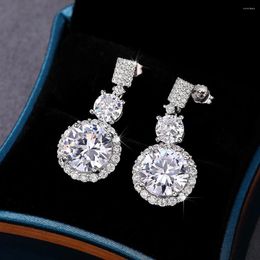 Dangle Earrings Graceful Noble Lady Engagement With Bright Zirconia Delicate Design Elegant Female Wedding Ceremony Jewellery Gift