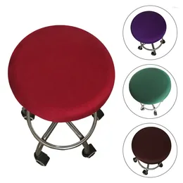 Chair Covers 1Pc Round Cover Solid Colour Elastic Seat Bar Stool Simple Stretch Slipcover For Dining Room Decor