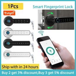 Lock 1Pcs Smart Fingerprint Lock for Tuya APP Control Biometric Key Keypad Password Handle Lock Keyless Entry Electronic Door Knobs