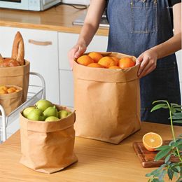 Storage Bags Washable Kraft Paper Of Fruit Vegetable Garlic Onion Plant Flower Pot Bag Basket Home