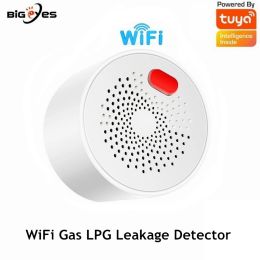 Detector TUYA WiFi Gas Detector AC220V Wireless Gas Leakage Sensor Smart Life APP Natural Gas Leak Alarm System LPG Gas Alarm Sensor 75dB