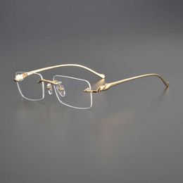 High quality fashionable New luxury designer sunglasses Kajia Series Men's and Women's Fashion Borderless Myopia Lens Pure Titanium Business Eye Frame
